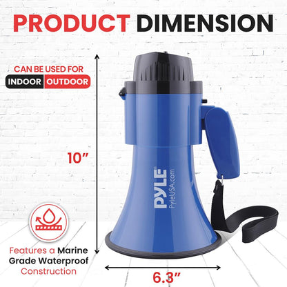 Compact Megaphone with Siren 30W Power Foldable Handle Blue