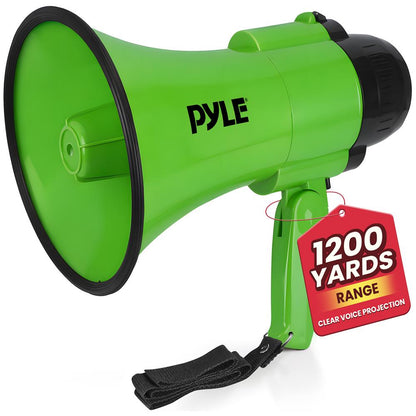 Compact Megaphone with Siren 30W Power Foldable Handle Green