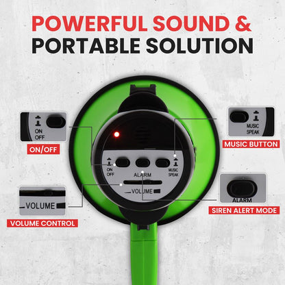 Compact Megaphone with Siren 30W Power Foldable Handle Green