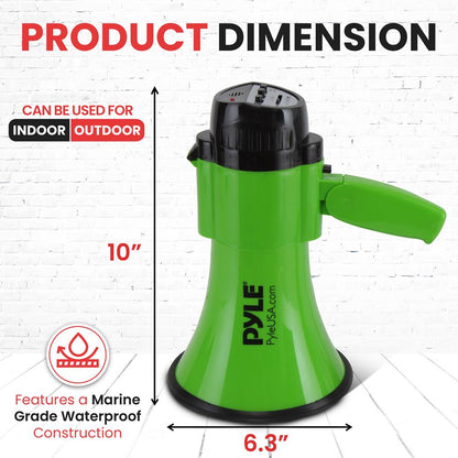 Compact Megaphone with Siren 30W Power Foldable Handle Green