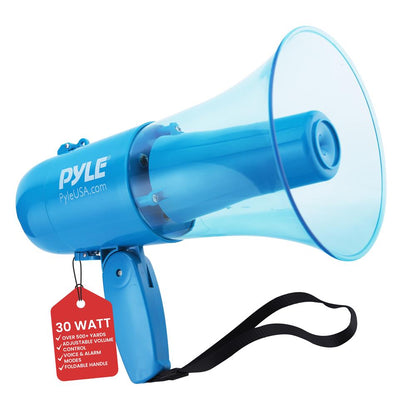 30W Waterproof Megaphone Siren 500 Yards Range Transparent Blue