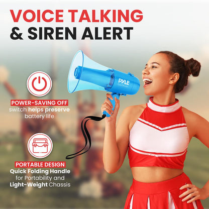 30W Waterproof Megaphone Siren 500 Yards Range Transparent Blue