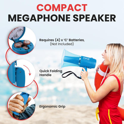 30W Waterproof Megaphone Siren 500 Yards Range Transparent Blue