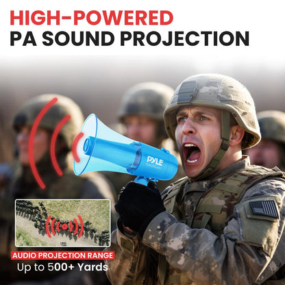 30W Waterproof Megaphone Siren 500 Yards Range Transparent Blue