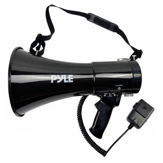 Pyle 50W Portable Megaphone With Bluetooth Usb/Tf Media Playback Type-C Charging And Seamless Wireless Audio Streaming – Perfect For Outdoor Events And Sports (Black)
