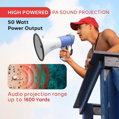 50W Megaphone Speaker Loud Sound Rechargeable Battery 10-Second Record