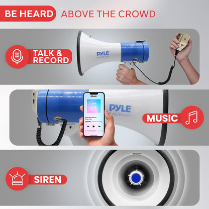 50W Megaphone Speaker Loud Sound Rechargeable Battery 10-Second Record