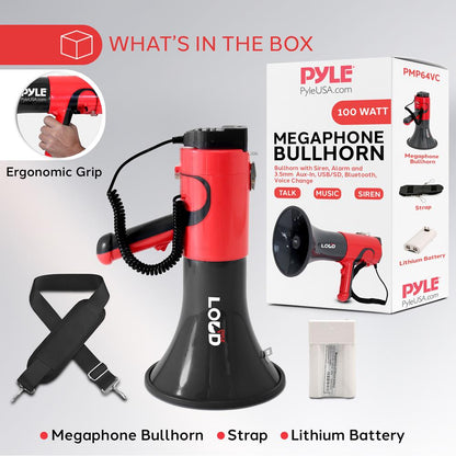 Portable Megaphone Bullhorn - 1500 Yard Range Bluetooth Voice Changer