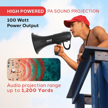 100W Megaphone Bullhorn 1200 Yards Range ABS Body Portable