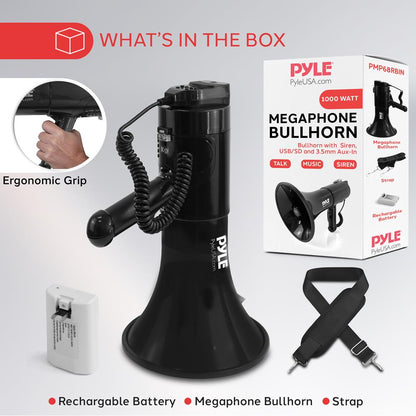 100W Megaphone Bullhorn 1200 Yards Range ABS Body Portable