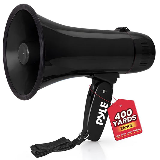 20W Megaphone Bullhorn - 400 Yd Range Aux Input Siren Portable