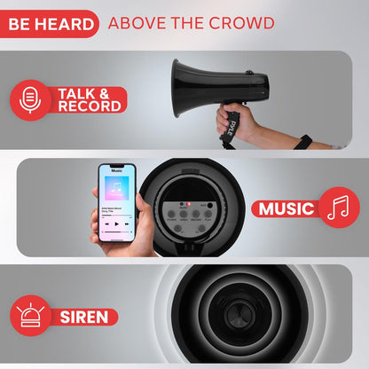 20W Megaphone Bullhorn - 400 Yd Range Aux Input Siren Portable