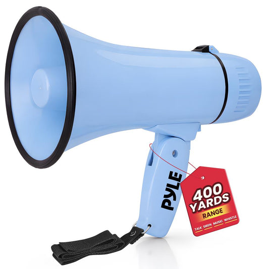 20W Megaphone Bullhorn - 400 Yd Range Aux Input Siren Blue