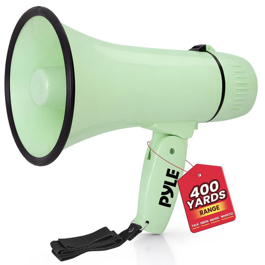 20W Megaphone Bullhorn - 400 Yards Range Siren Aux Input Green