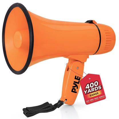 Megaphone Bullhorn 20W 400-Yard Range Aux Input Orange