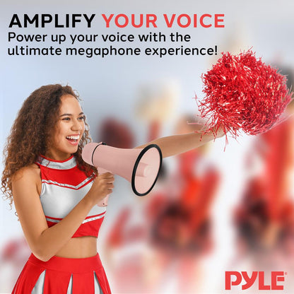 20W Megaphone Bullhorn - 400 Yd Range Aux Input Pink