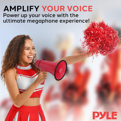 20W Megaphone Bullhorn - 400 Yard Range Aux Input Red