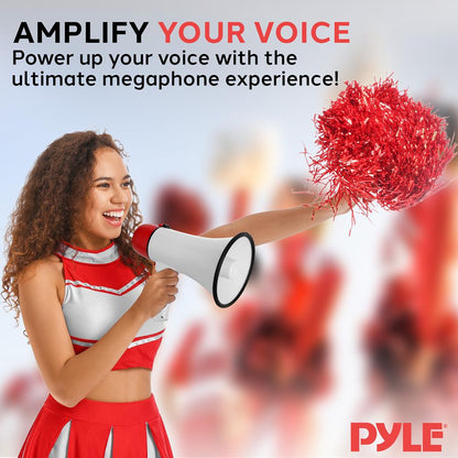Megaphone Bullhorn 20W 400-Yard Range Aux Input White-Red