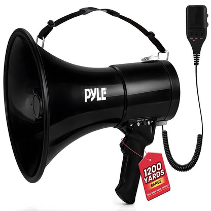 50W Megaphone Bullhorn - Loud Projection Aux Input Portable Siren Function