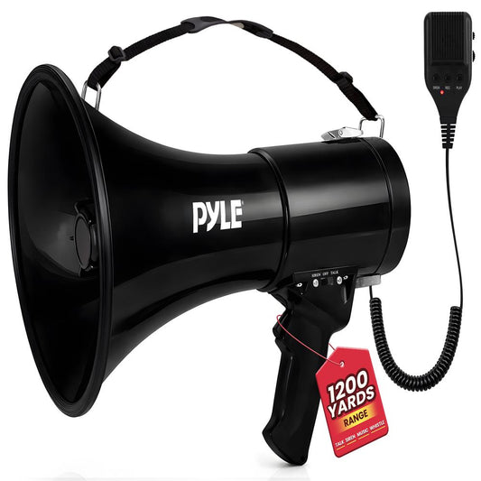 50W Megaphone Bullhorn - Loud Projection Aux Input Portable Siren Function
