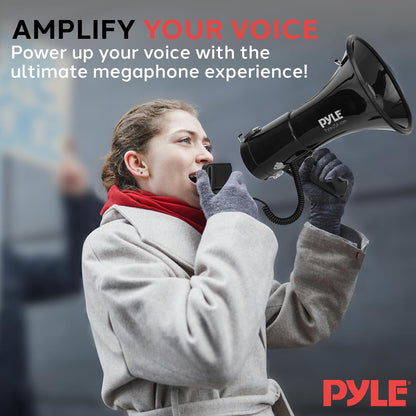 50W Megaphone Bullhorn - Loud Projection Aux Input Portable Siren Function