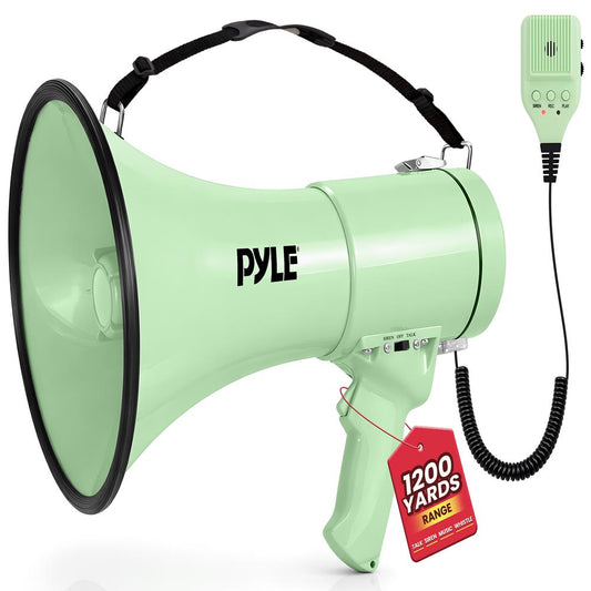 Megaphone Bullhorn 50W 1200 Yards Range Automatic Siren Green