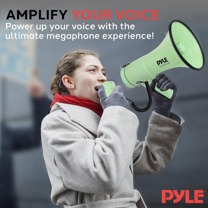 Megaphone Bullhorn 50W 1200 Yards Range Automatic Siren Green