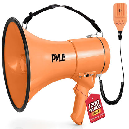 Megaphone Bullhorn 50W 1200 Yards Range Aux Input Orange