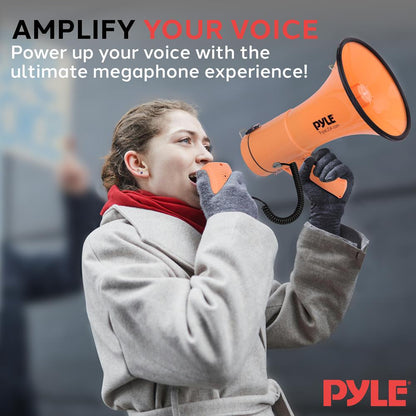 Megaphone Bullhorn 50W 1200 Yards Range Aux Input Orange