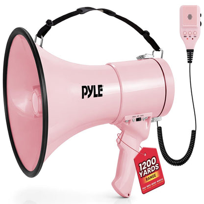 50W Megaphone Bullhorn - Loud Projection Aux Input Pink