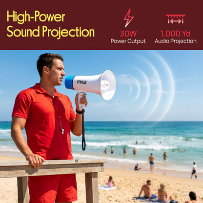 30W Rechargeable Megaphone-PMPVBTRC30BL