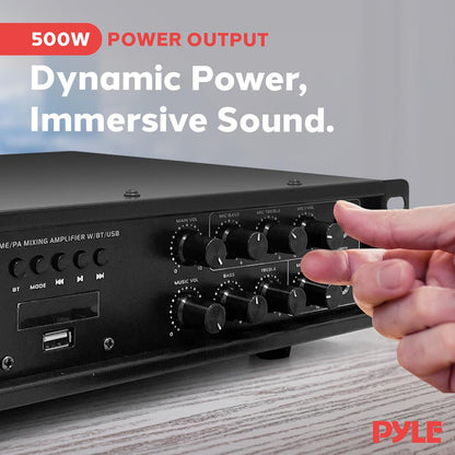 Bluetooth PA Mixing Amplifier 500W USB Playback LED Display