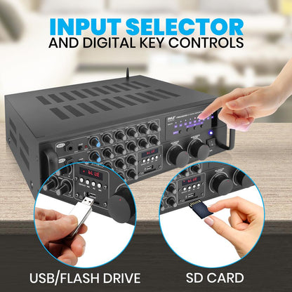 2000W Bluetooth Mixing Amplifier Karaoke/PA USB/SD Rack Mountable