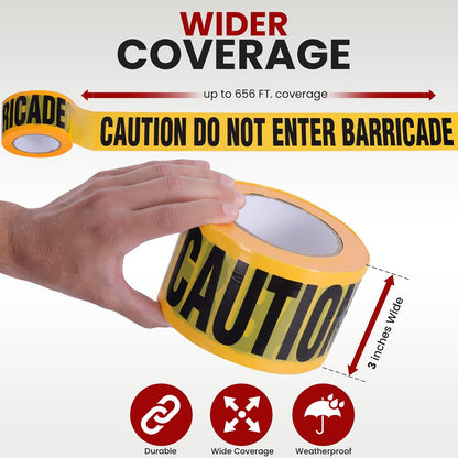 8 Pieses Caution Tape 656ft Roll High Visibility Polyethylene Yellow
