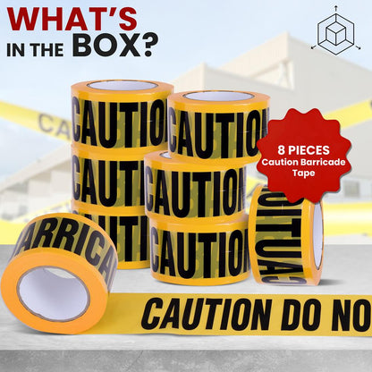 8 Pieses Caution Tape 656ft Roll High Visibility Polyethylene Yellow