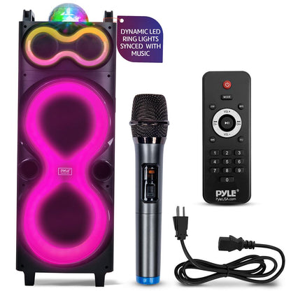 Bluetooth Party Speaker 240W Powerful Bass Dual 10 Speakers LED Lights
