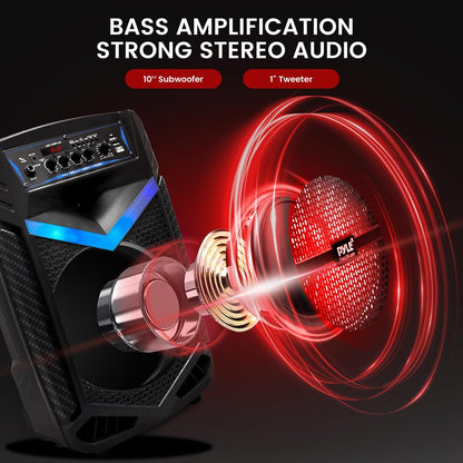 Portable Bluetooth PA Speaker 600W Rechargeable 10 Subwoofer Party Lights