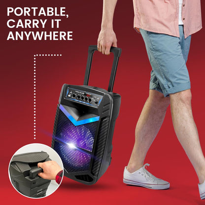 Portable Bluetooth PA Speaker 600W Rechargeable 10 Subwoofer Party Lights
