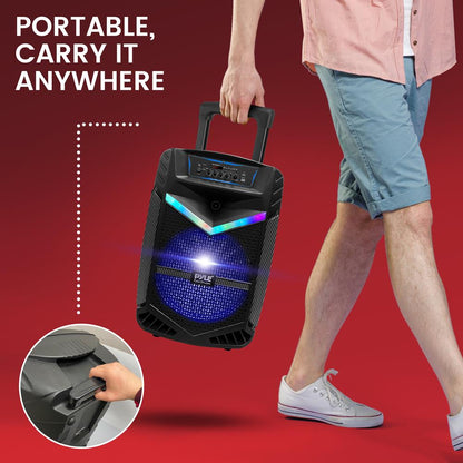 Portable Bluetooth PA Speaker 800W Rechargeable 12 Subwoofer Party Lights
