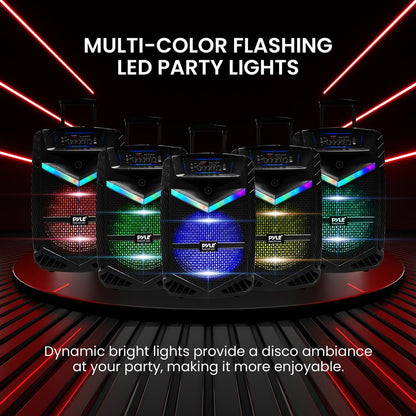 Portable Bluetooth PA Speaker 1200W Rechargeable 15 Subwoofer Party Lights