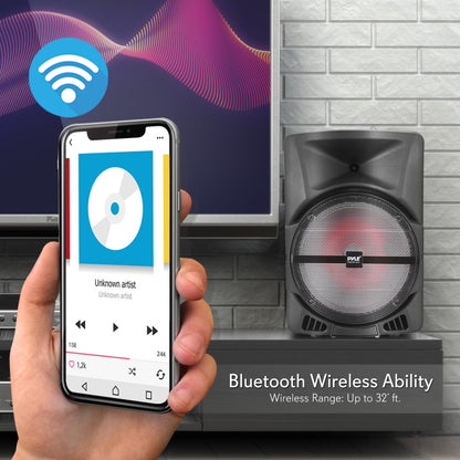 Wireless Portable PA Speaker 1200W Bluetooth LED Lights Rechargeable Battery