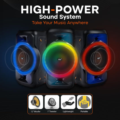 Bluetooth Party Speaker Powerful Sound TWS LED Lights Portable