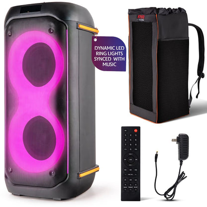 Bluetooth PA Speaker 160W Rechargeable Battery Dual 6.5 Karaoke Lights