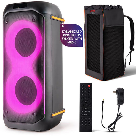 Bluetooth PA Speaker 160W Rechargeable Battery Dual 6.5 Karaoke Lights