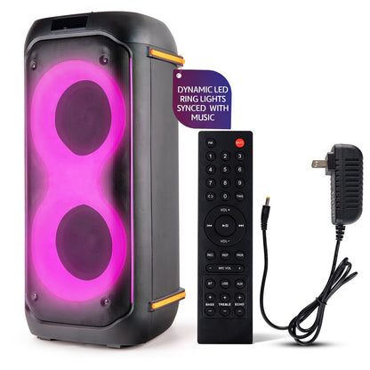 Bluetooth PA Speaker 160W Rechargeable Battery Dual 6.5 LED Lights