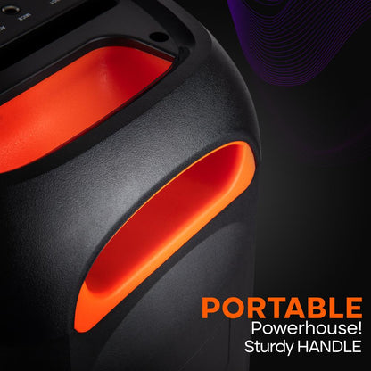 Bluetooth PA Speaker 160W Rechargeable Battery Dual 6.5 LED Lights