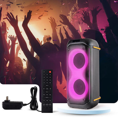 Bluetooth PA Speaker 160W Rechargeable Battery Dual 6.5 LED Lights