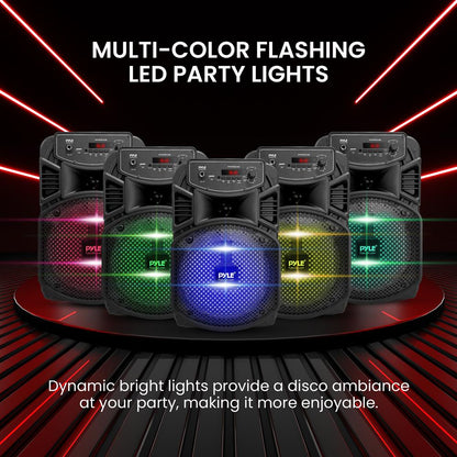 Portable Bluetooth PA Speaker 300W Rechargeable 8 Subwoofer Party Lights