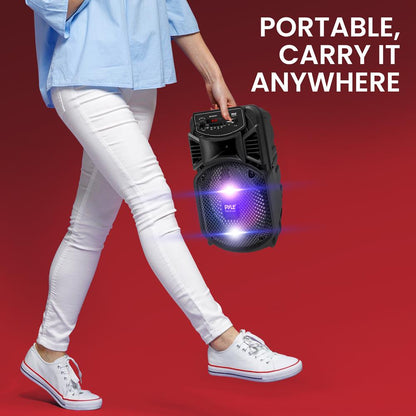 Portable Bluetooth PA Speaker 300W Rechargeable 8 Subwoofer Party Lights