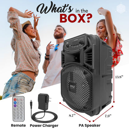 Portable Bluetooth PA Speaker 300W Rechargeable 8 Subwoofer Party Lights